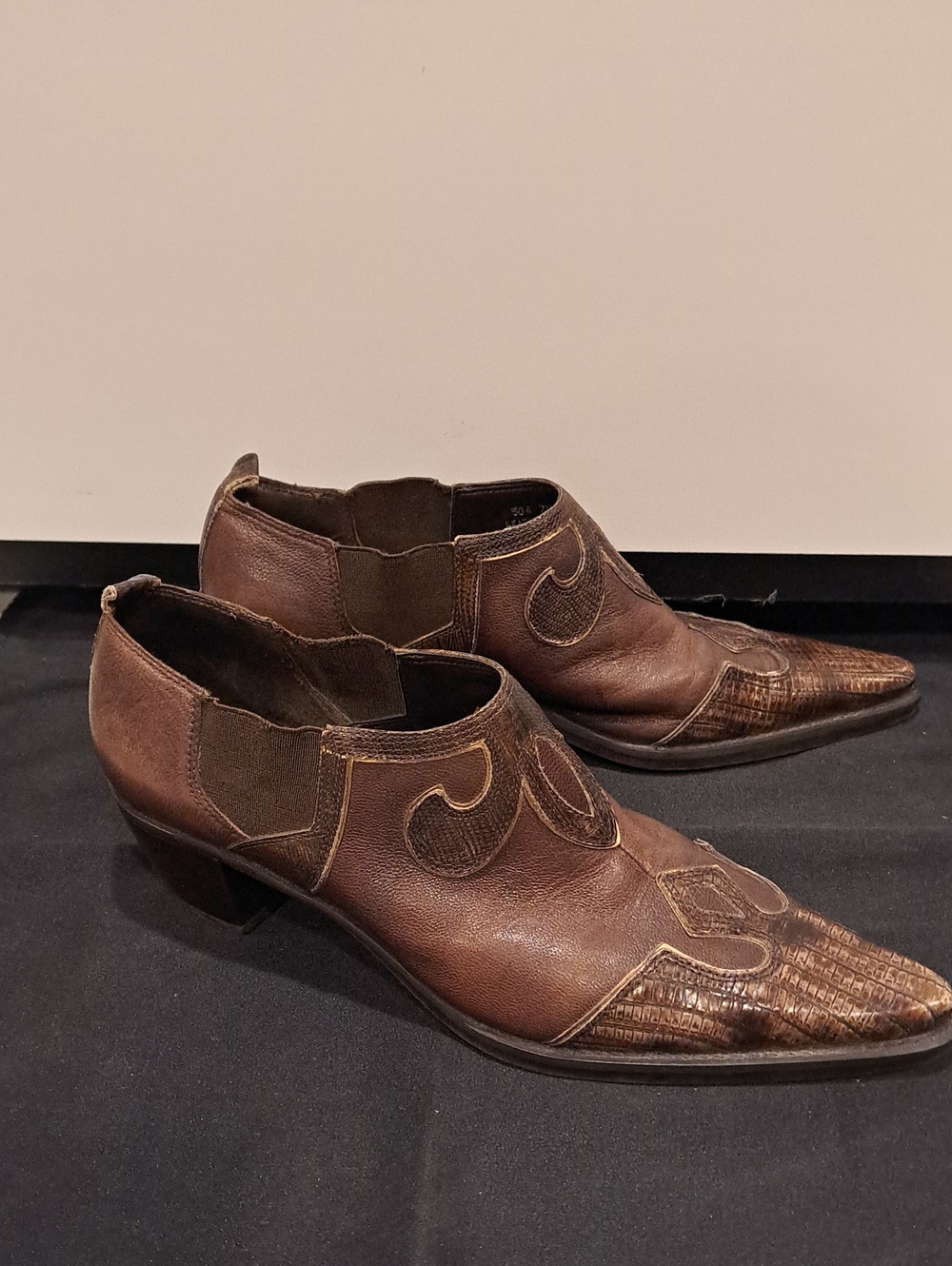Franco Sarto Brown Leather Western Ankle Boots. 7 1/2 Made In Brazil. - Picture 3 of 7